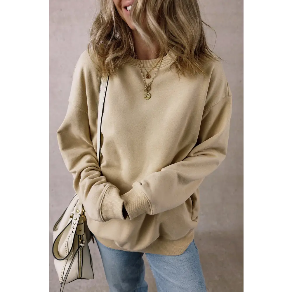 Elevate your wardrobe with luxurious long sleeve sweatshirt for women $38.99 basic style, elegantly functional