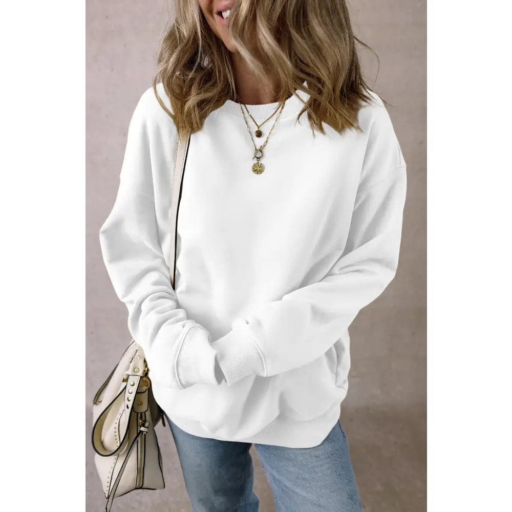 Elevate your wardrobe with luxurious long sleeve sweatshirt for women $38.99 basic style, elegantly functional