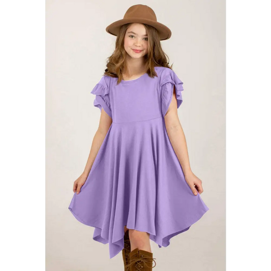 Elevate your wardrobe with the luxury fashion round neck dress $26 no pattern solid chic ruffle round neck long sleeve