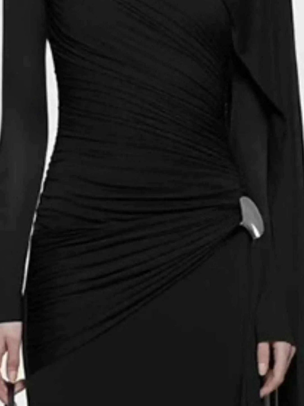 Ruched Draped Long Sleeve Maxi Dress