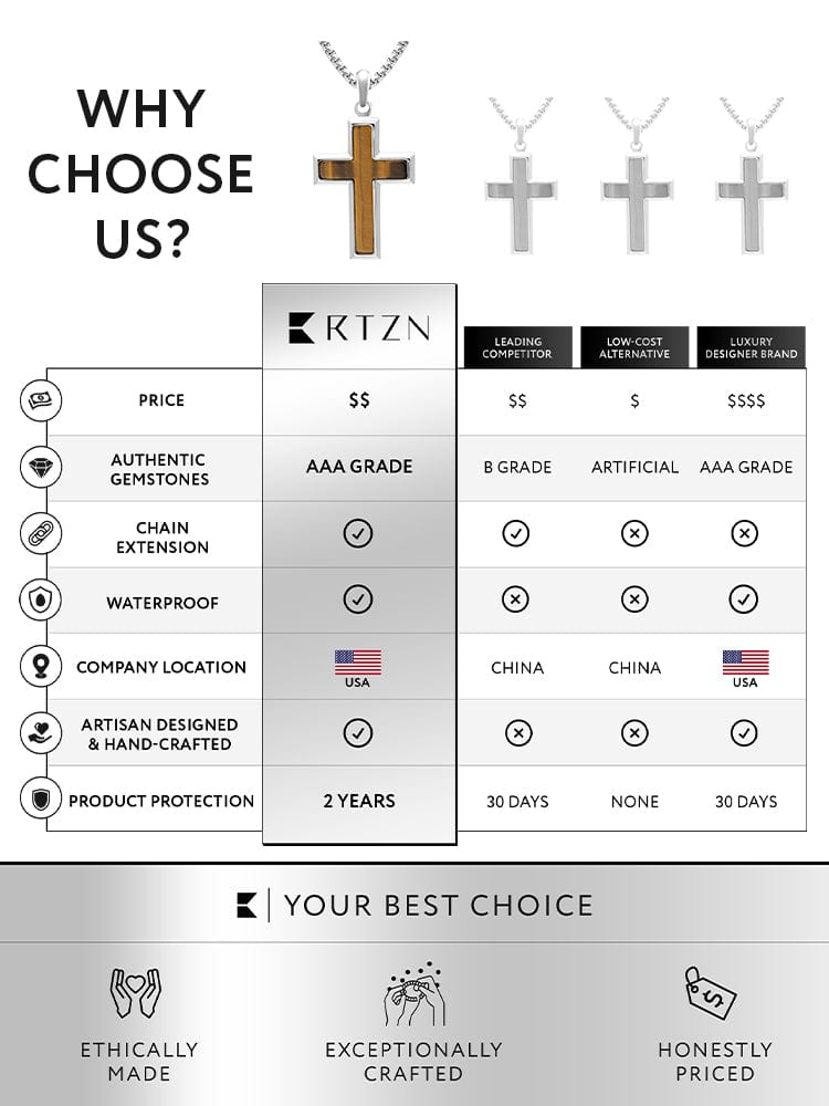 Tiger Eye Cross Pendant Necklace - Maven Couture IncCross Pendant