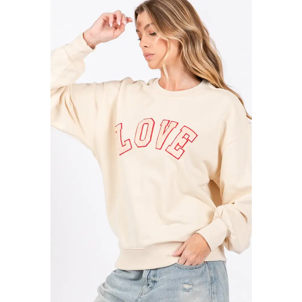 Sage + fig love path sweatshirt redefining luxury fashion for women $61.99 introducing the love path applique drop