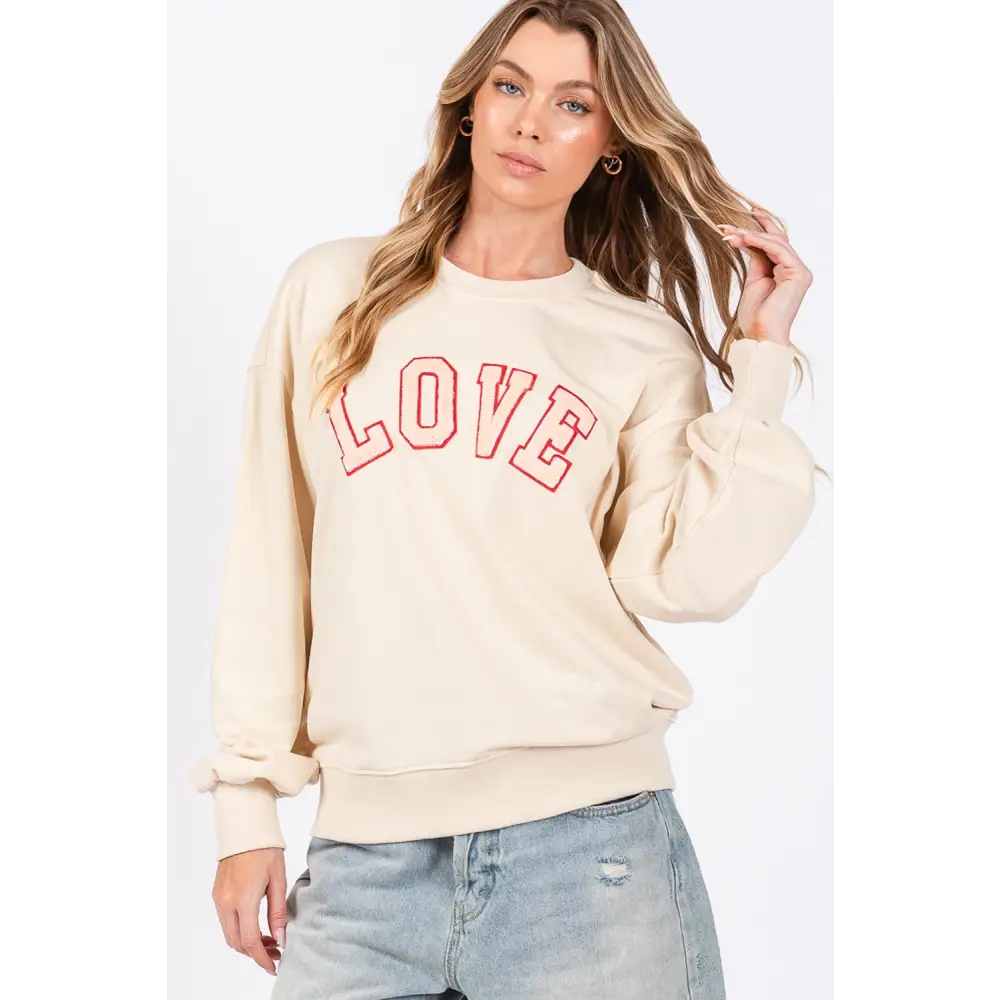 Sage + fig love path sweatshirt redefining luxury fashion for women $61.99 introducing the love path applique drop