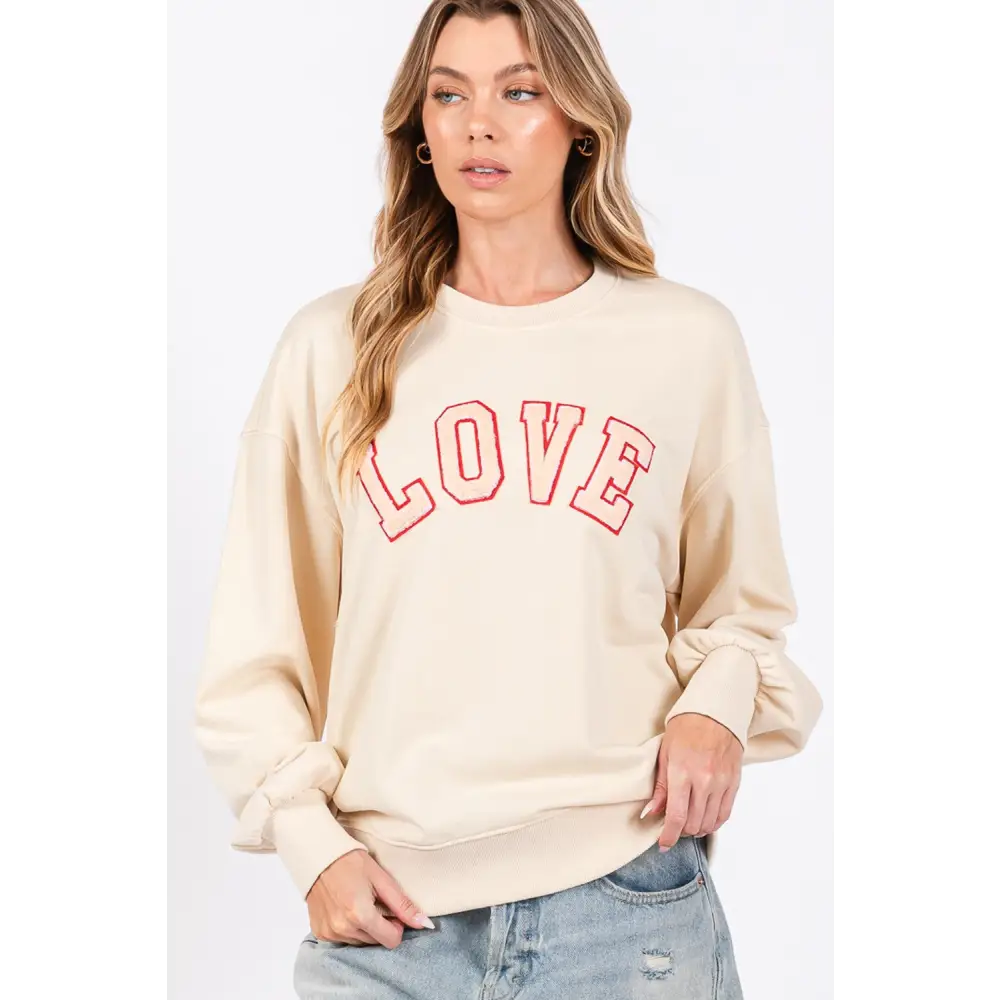 Sage + fig love path sweatshirt redefining luxury fashion for women $61.99 introducing the love path applique drop