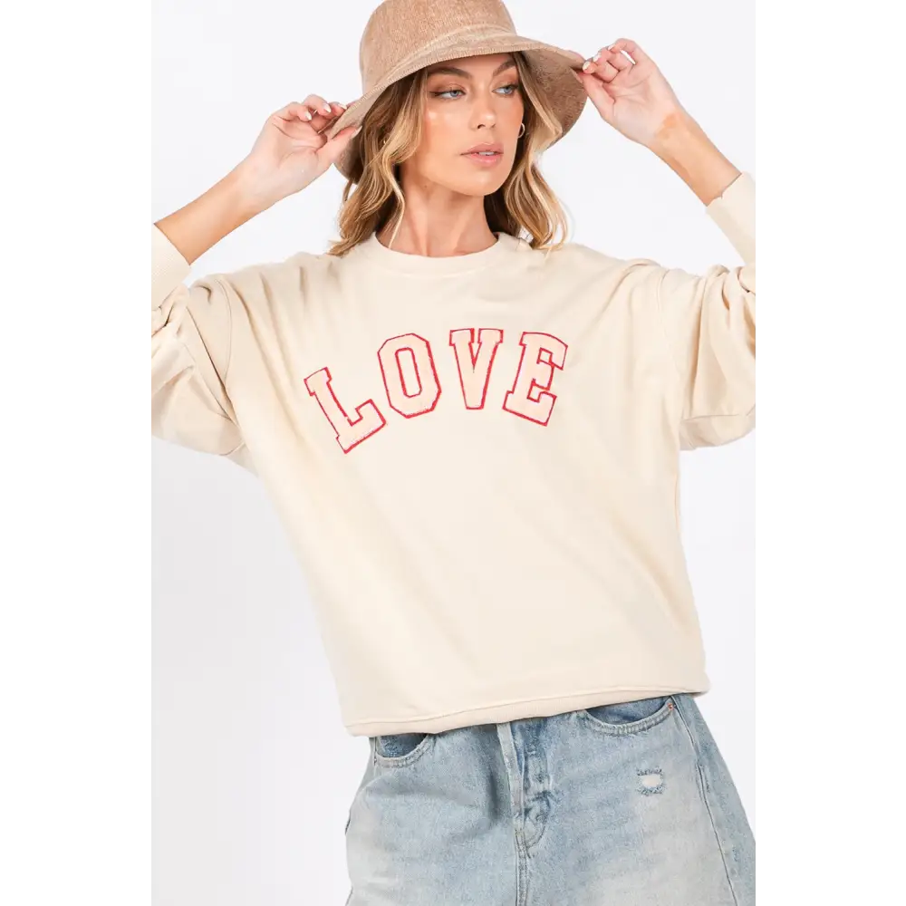 Sage + fig love path sweatshirt redefining luxury fashion for women $61.99 introducing the love path applique drop