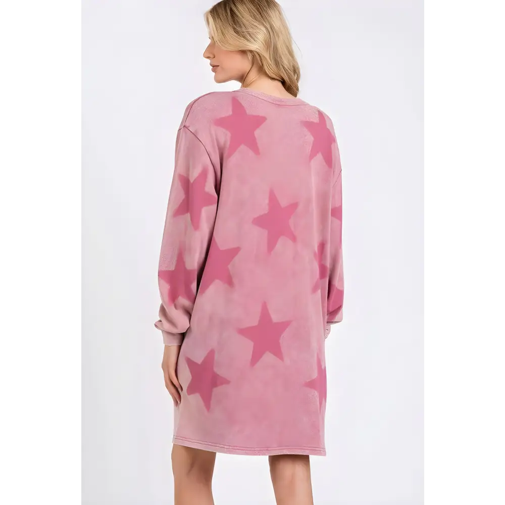 Washed star print round neck dress in timeless luxury fashion for women $49.74 step into the spotlight with the washed