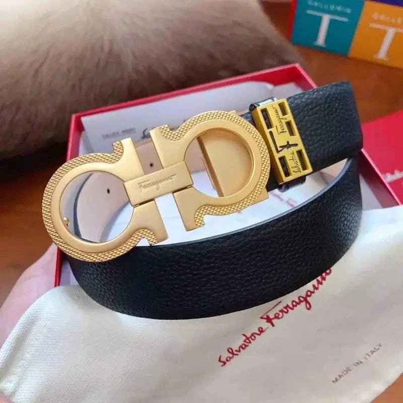 Salvatore Ferragamo Gancini Belt - Black Italian Leather Luxury - Maven Couture IncAccessories > Belts > Men's Leather Belts