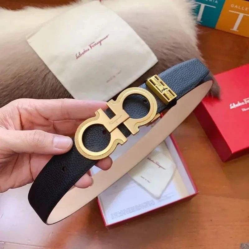 Salvatore Ferragamo Gancini Belt - Black Italian Leather Luxury - Maven Couture IncAccessories > Belts > Men's Leather Belts