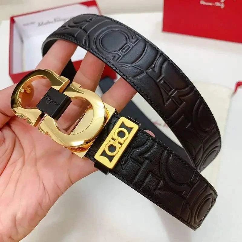 Salvatore Ferragamo Gancini Belt - Luxury Italian Leather (Black) - Maven Couture IncAccessories > Belts > Men's Leather Belts