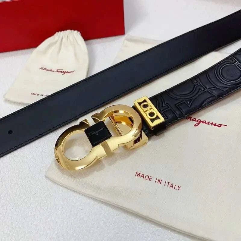 Salvatore Ferragamo Gancini Belt - Luxury Italian Leather (Black) - Maven Couture IncAccessories > Belts > Men's Leather Belts
