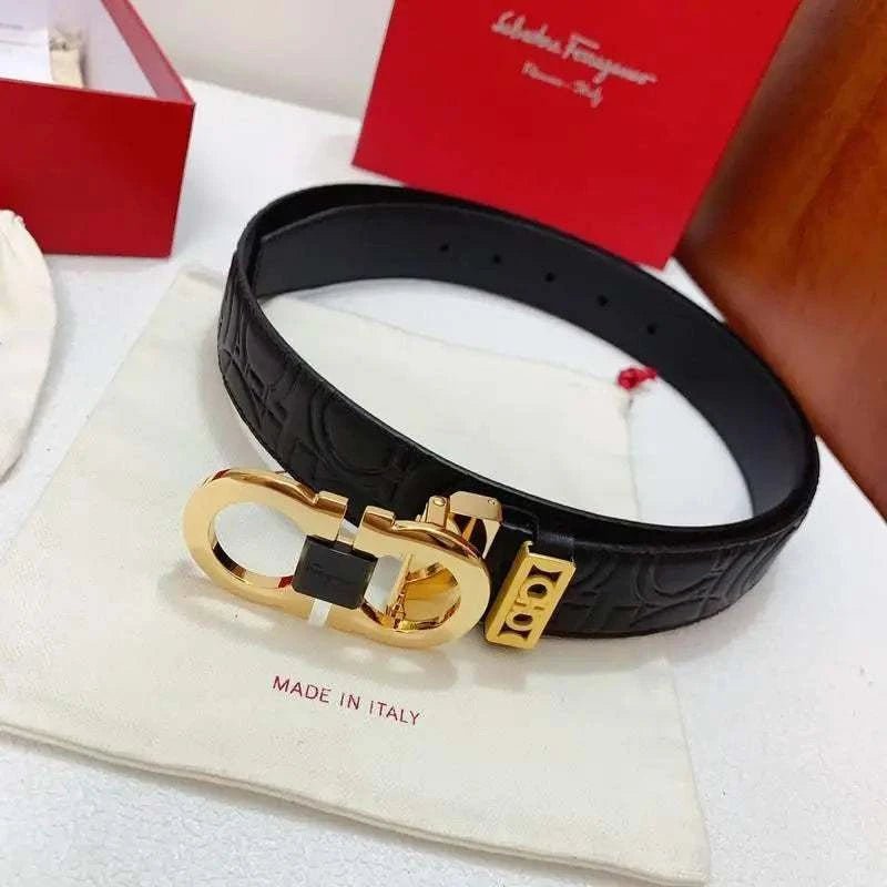 Salvatore Ferragamo Gancini Belt - Luxury Italian Leather (Black) - Maven Couture IncAccessories > Belts > Men's Leather Belts
