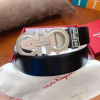 Salvatore Ferragamo Gancini Men's Belt 'Black' - Maven Couture Inc