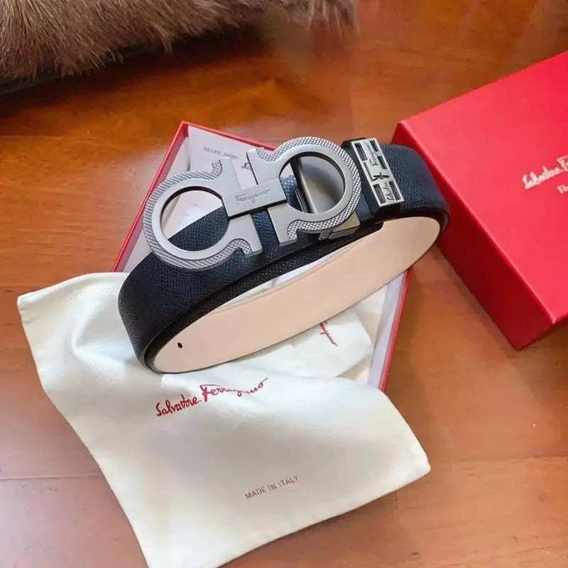 Salvatore Ferragamo Gancini Men's Leather Belt - Black Luxury - Maven Couture IncAccessories > Belts > Men's Belts