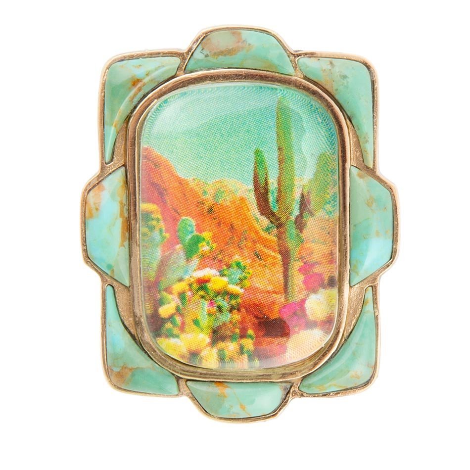 Scenic Desert Sedona Blue Turquoise Golden Ring - Maven Couture IncRings