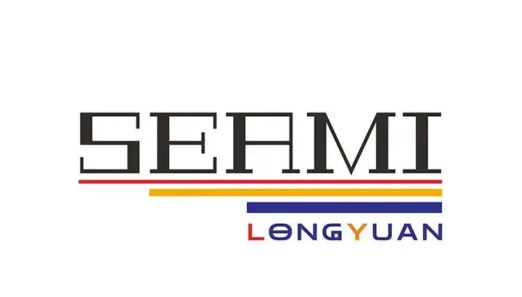 SEAMI Longyuan logo with black text and red, yellow, blue horizontal lines beneath brand name