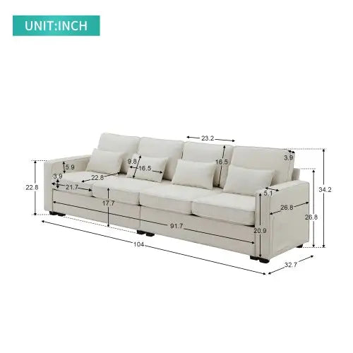 Seater modern linen sofa for luxurious living redefined $680.99 elevate your living space with the luxelife 4-seater