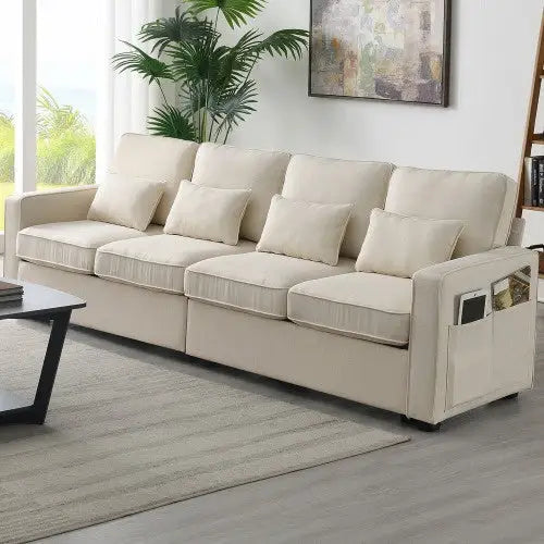 Seater modern linen sofa for luxurious living redefined $680.99 elevate your living space with the luxelife 4-seater