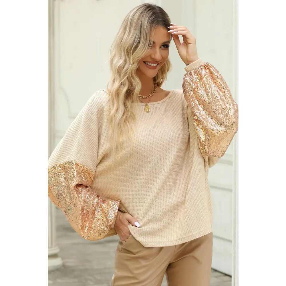 Exquisite backless sequin waffle-knit top in luxury fashion for women $35.54 dazzling sequin embellishments, alluring