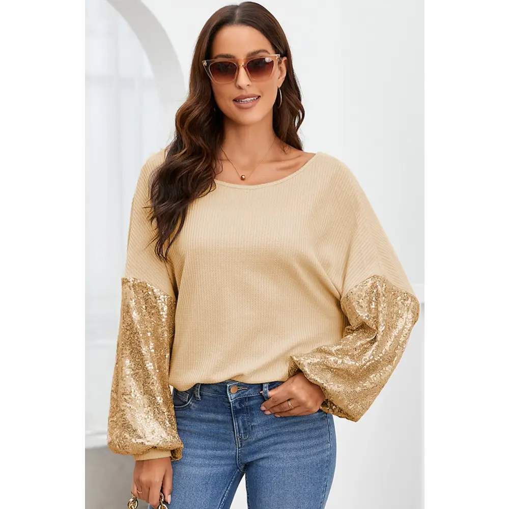 Exquisite backless sequin waffle-knit top in luxury fashion for women $35.54 dazzling sequin embellishments, alluring