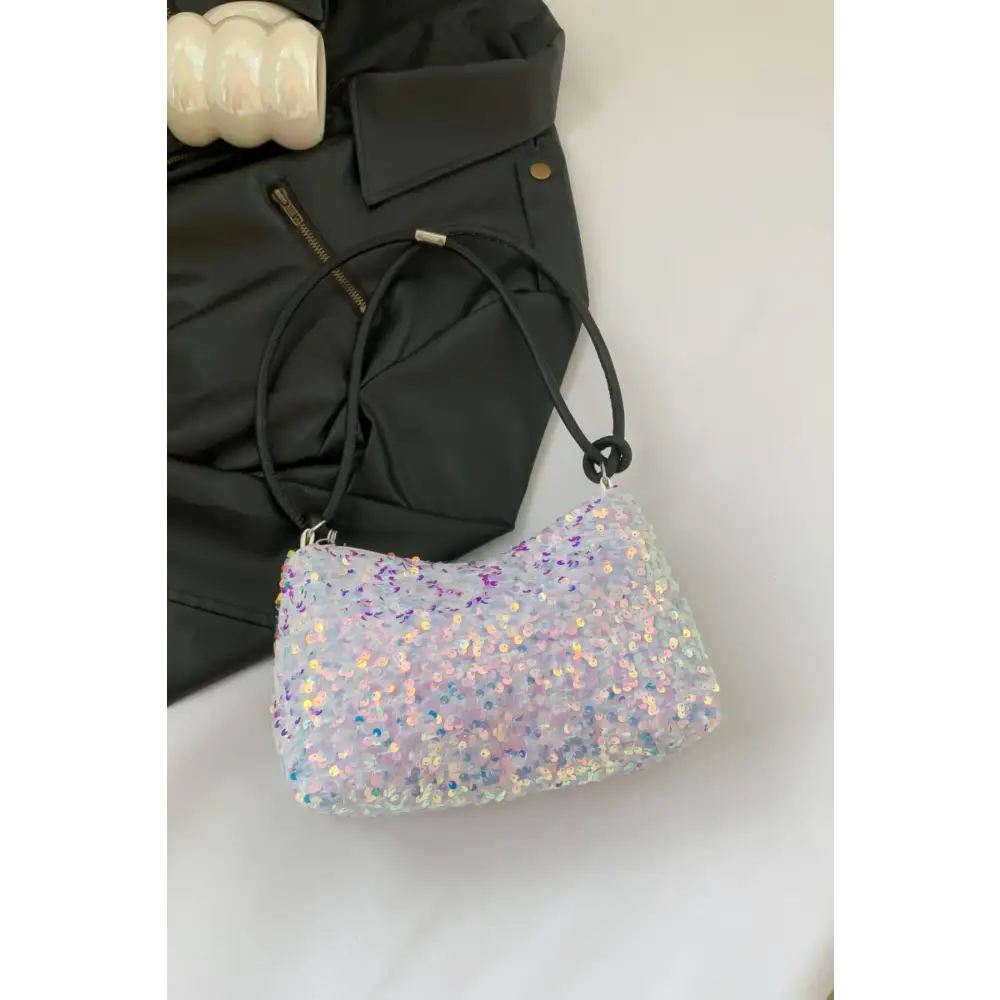 Glamorous sequin double strap shoulder bag for luxury fashion enthusiasts $13.99 bag small polyester imported product