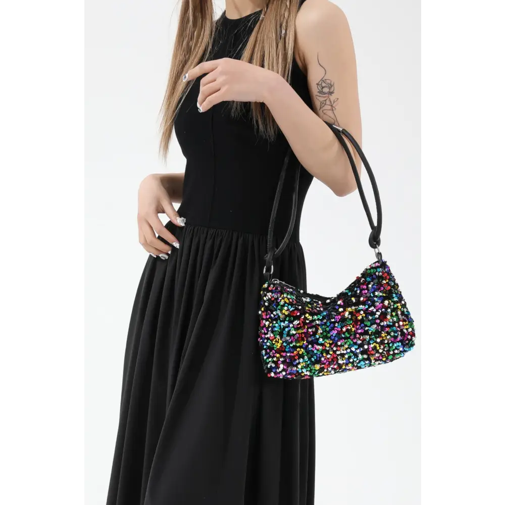 Glamorous sequin double strap shoulder bag for luxury fashion enthusiasts $13.99 bag small polyester imported product