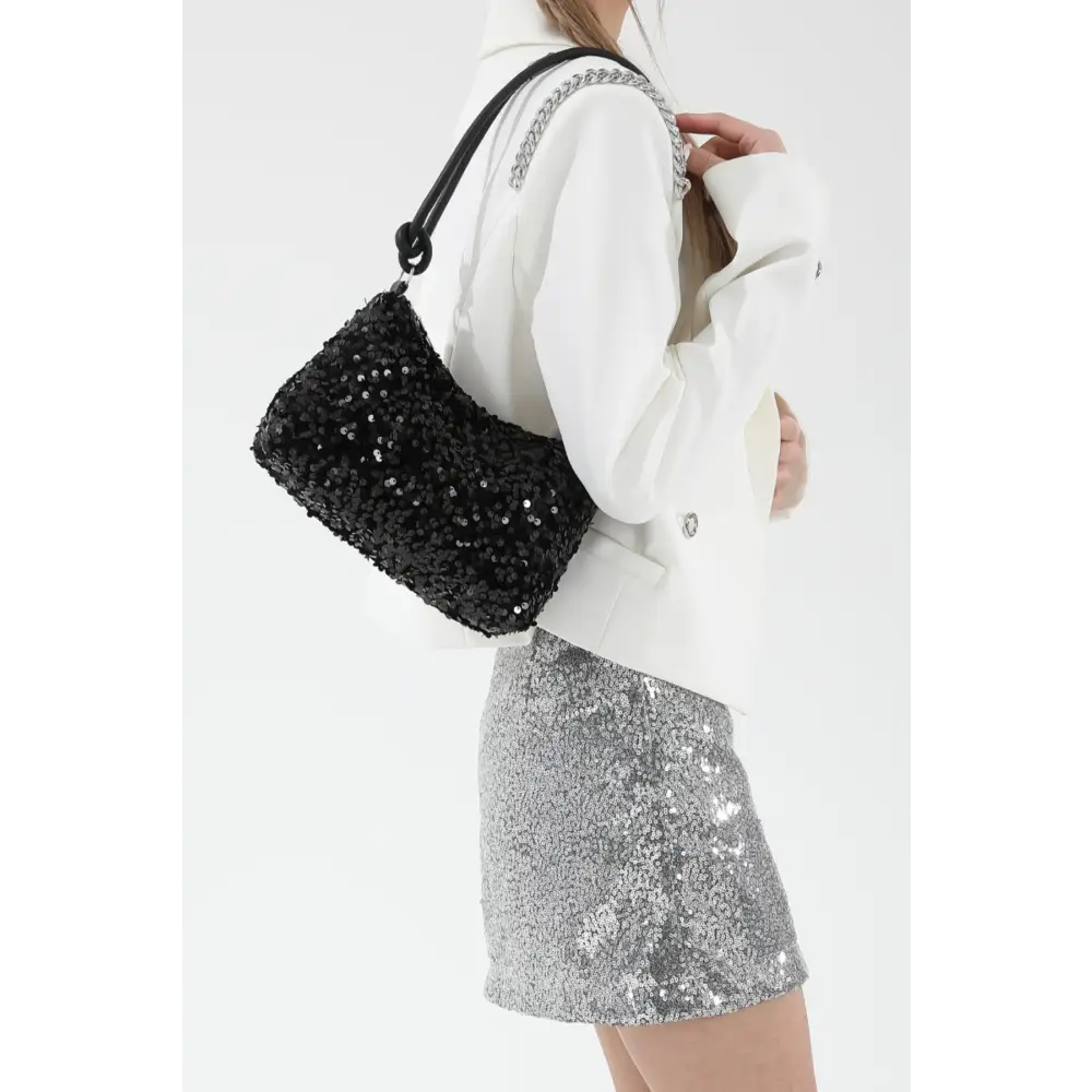 Glamorous sequin double strap shoulder bag for luxury fashion enthusiasts $13.99 bag small polyester imported product