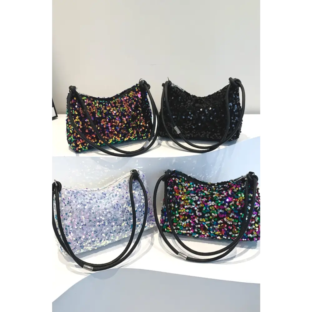 Glamorous sequin double strap shoulder bag for luxury fashion enthusiasts $13.99 bag small polyester imported product