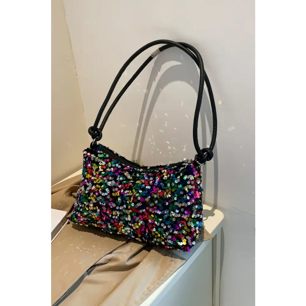 Glamorous sequin double strap shoulder bag for luxury fashion enthusiasts $13.99 bag small polyester imported product