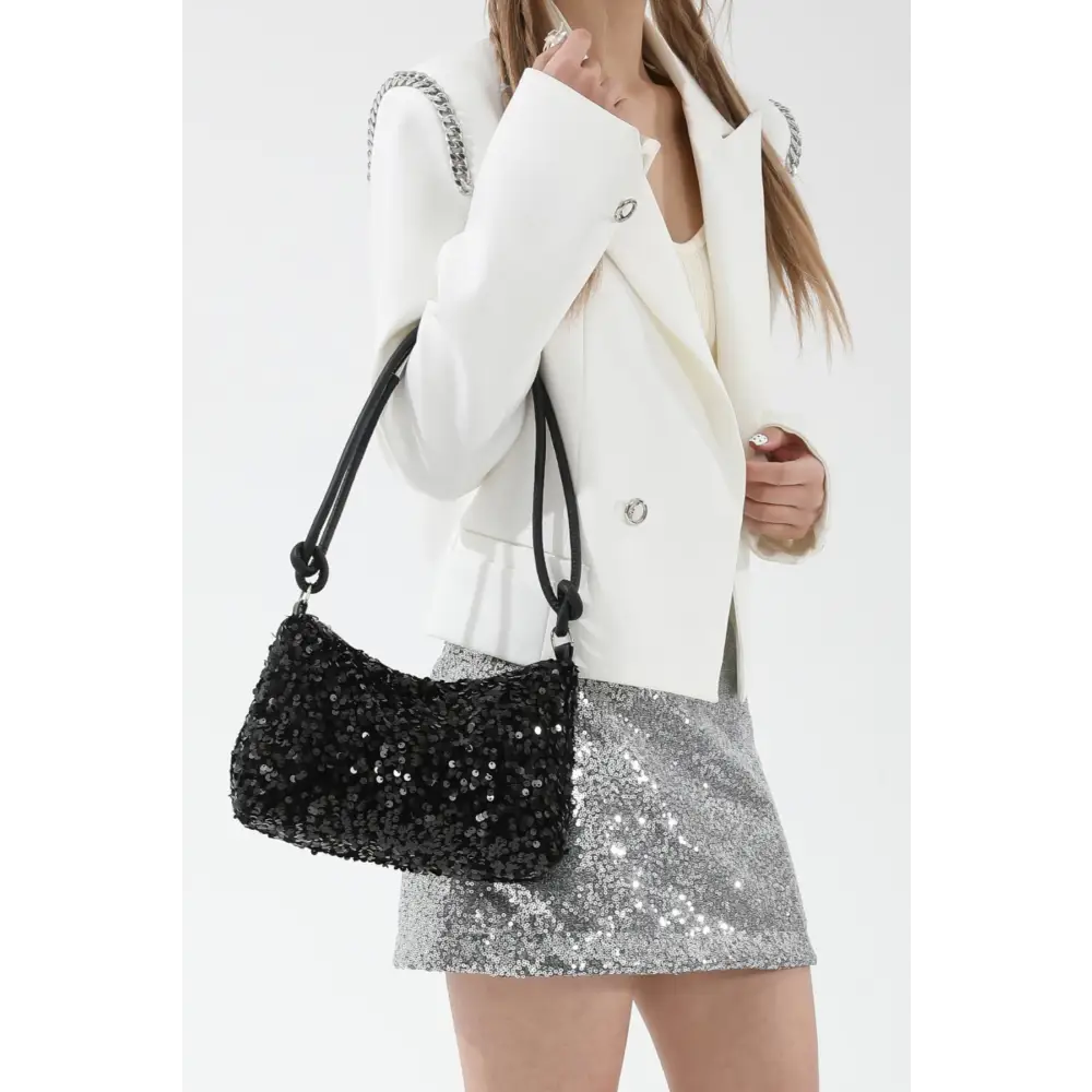 Glamorous sequin double strap shoulder bag for luxury fashion enthusiasts $13.99 bag small polyester imported product