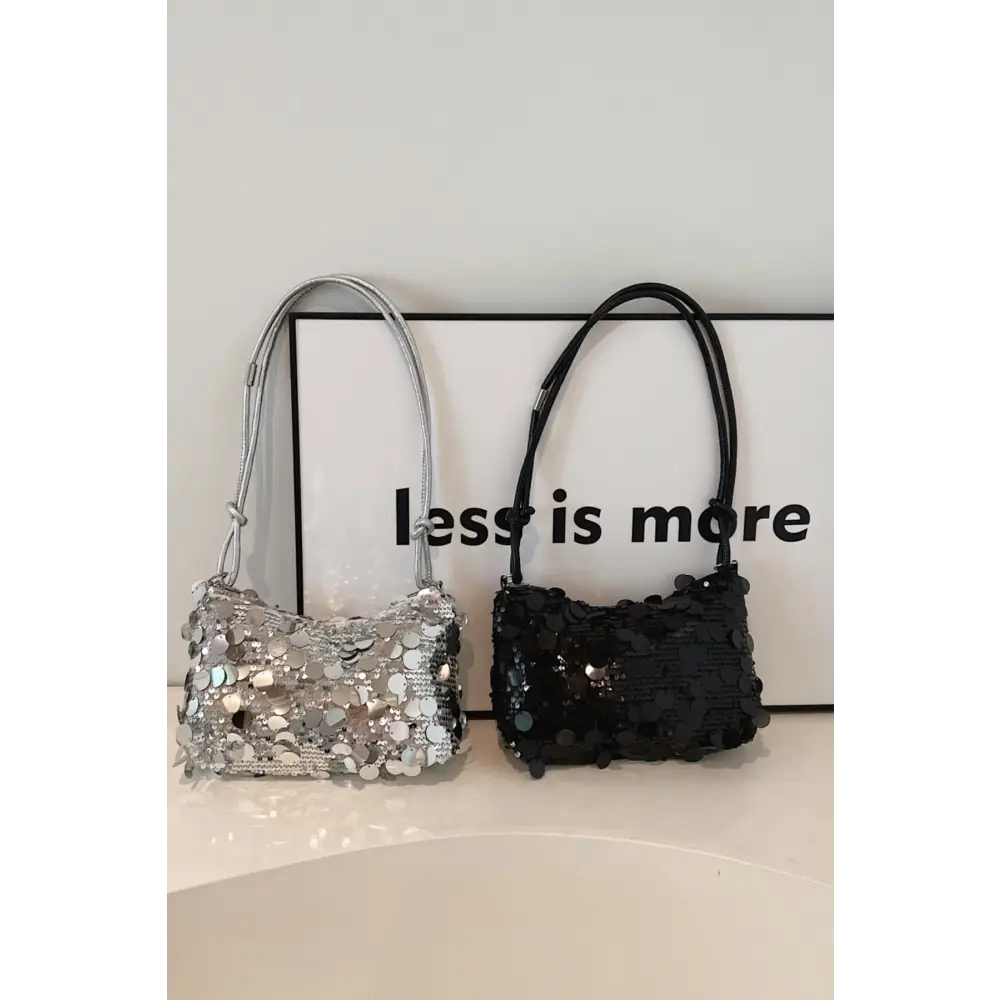 Glamorous sequin knotted straps shoulder bag for luxury fashion enthusiasts $13.99 bag small polyester, sequin imported