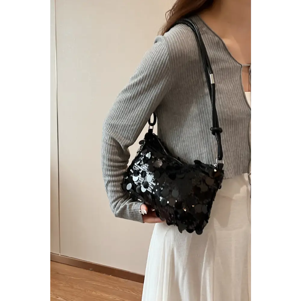 Glamorous sequin knotted straps shoulder bag for luxury fashion enthusiasts $13.99 bag small polyester, sequin imported