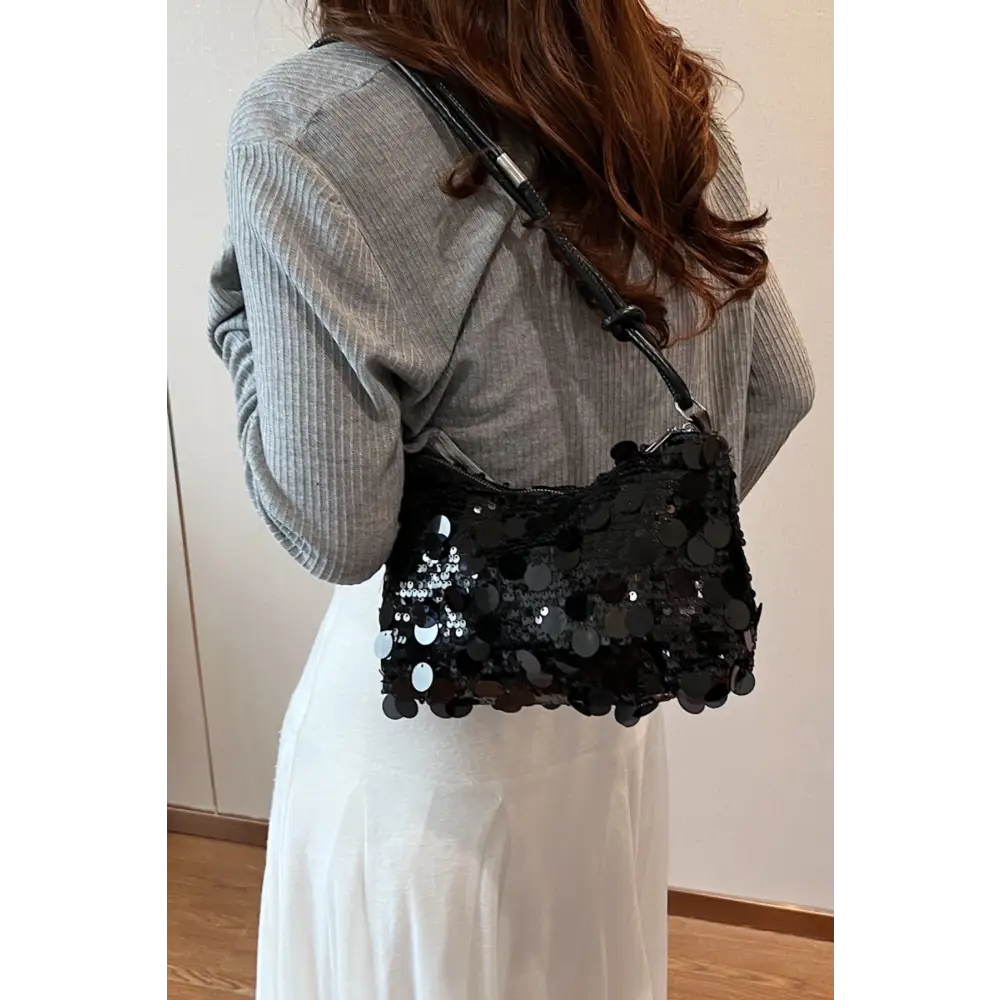 Glamorous sequin knotted straps shoulder bag for luxury fashion enthusiasts $13.99 bag small polyester, sequin imported