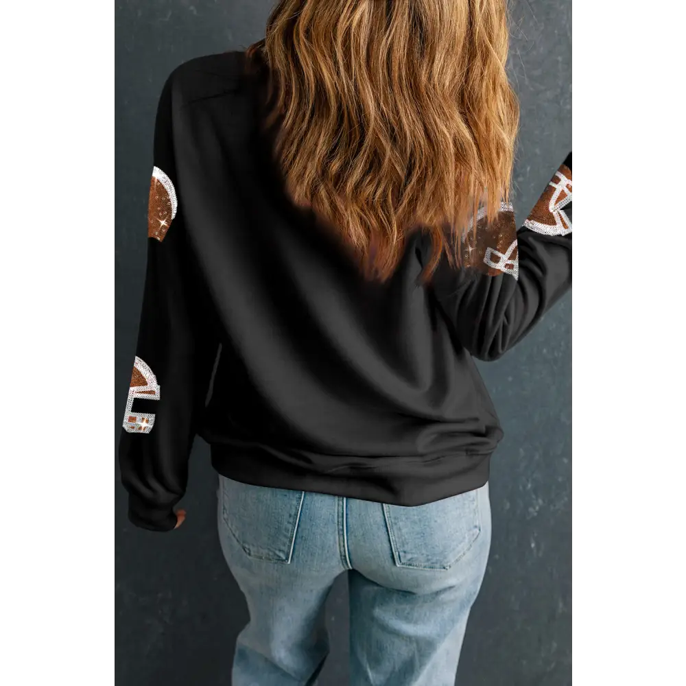 Glamorous sequin sweatshirt elevating luxury fashion for women $47.99 dazzling sequin accents delightfully opaque