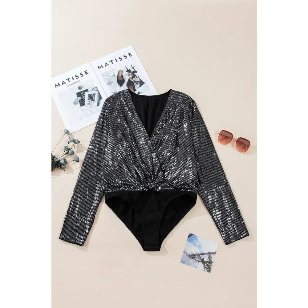 Radiant elegance sequin bodysuit for luxury fashion enthusiasts $36.99 experience the allure of sparkling sequin