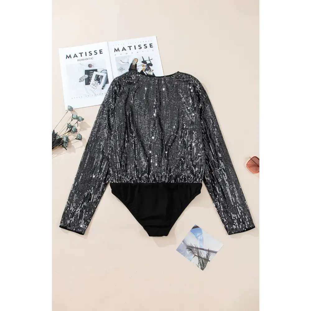 Radiant elegance sequin bodysuit for luxury fashion enthusiasts $36.99 experience the allure of sparkling sequin