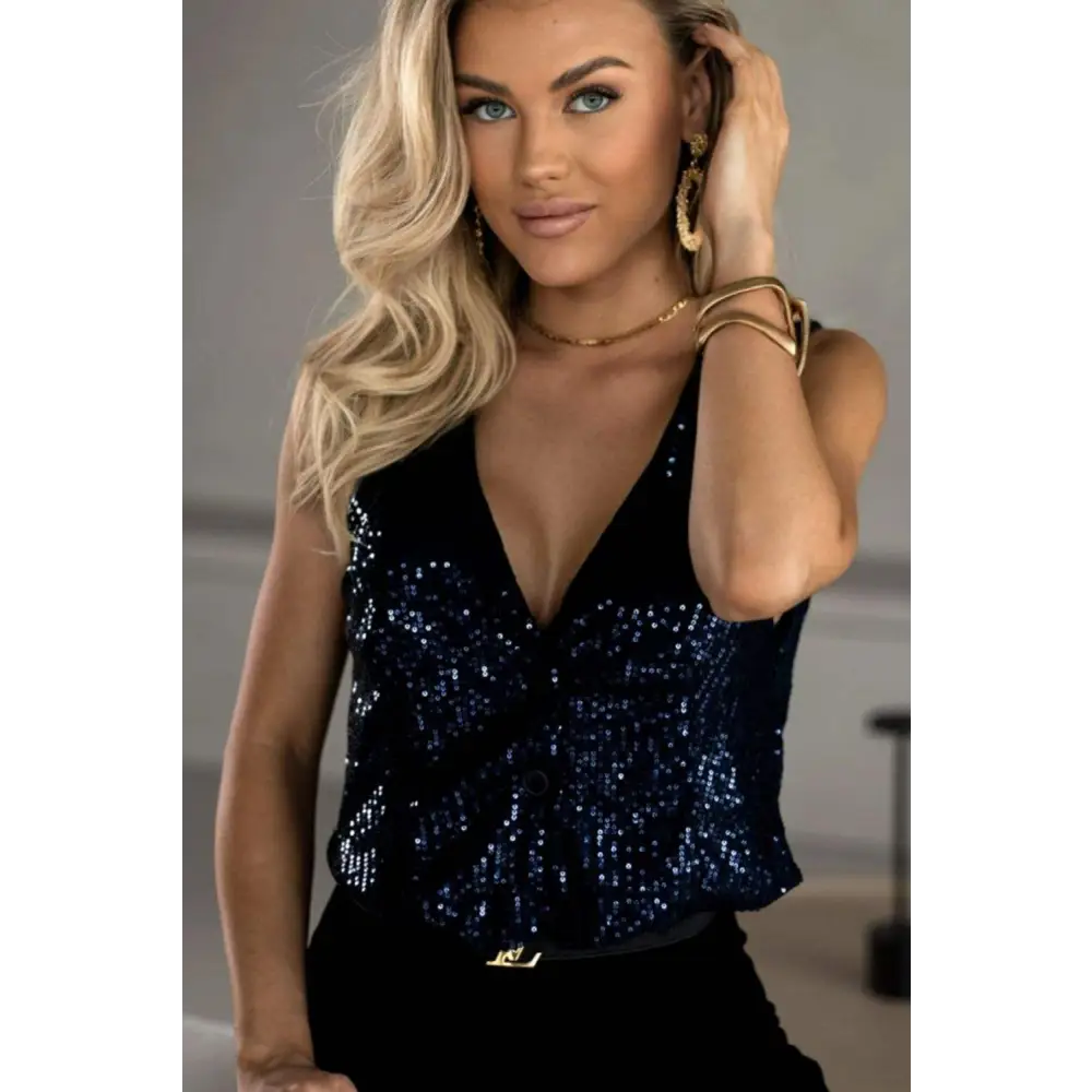 Luxurious sequin stretch top for timeless designer clothing $33.92 dazzling sequin detailing that adds an irresistible