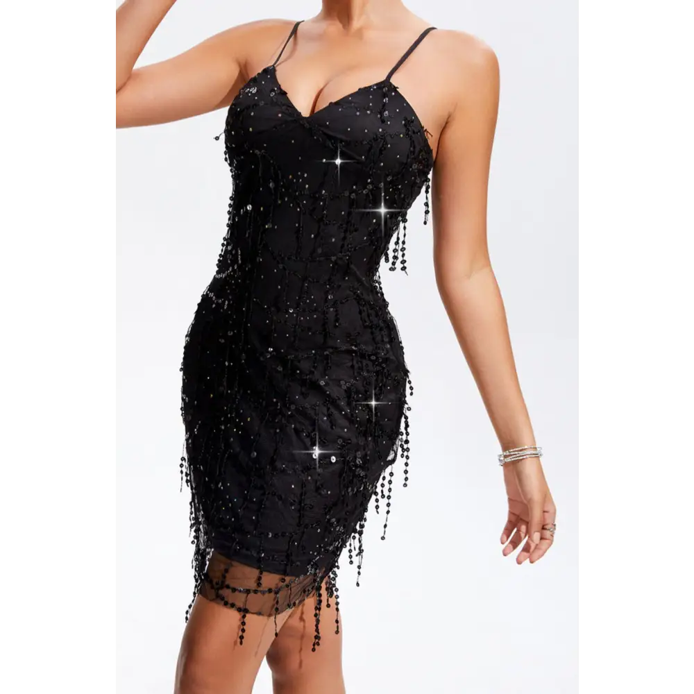 Dazzling sequin v-neck wrap cami dress in luxury fashion for women $39.99 dazzling sequin accents for that perfect