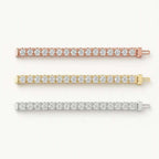 Set of Three 6ctw Created Moissanite Tennis Bracelets – 3mm Stones – 14K Gold Overlay in White, Yellow & Rose Gold - Maven Couture IncBracelets