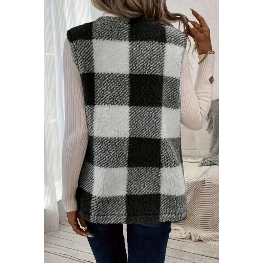 Sherpa plaid open front vest coat in luxury fashion for women $26 embrace the elegance of a basic style