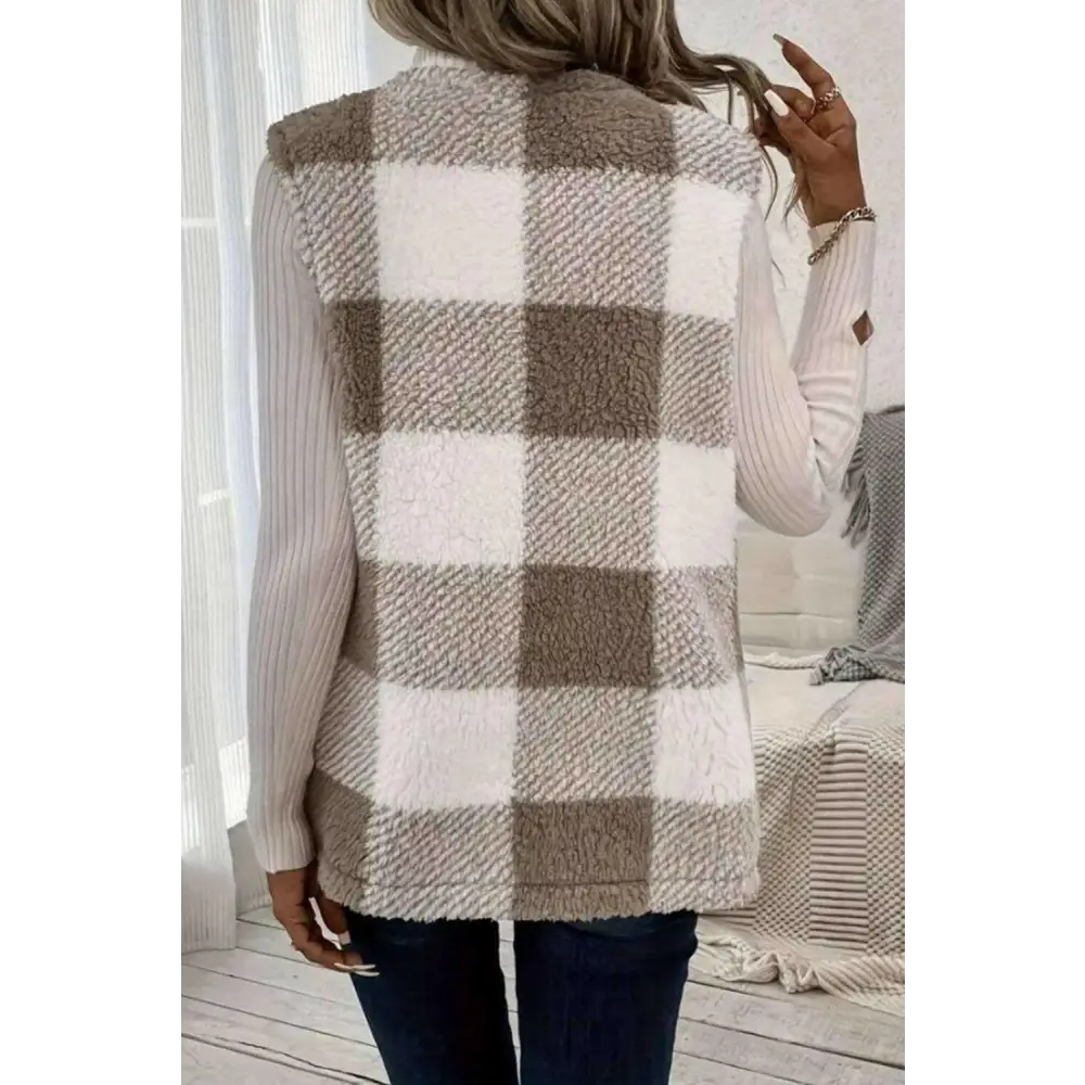 Sherpa plaid open front vest coat in luxury fashion for women $26 embrace the elegance of a basic style