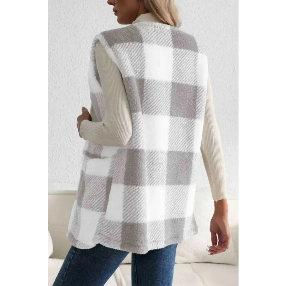 Sherpa plaid open front vest coat in luxury fashion for women $26 embrace the elegance of a basic style