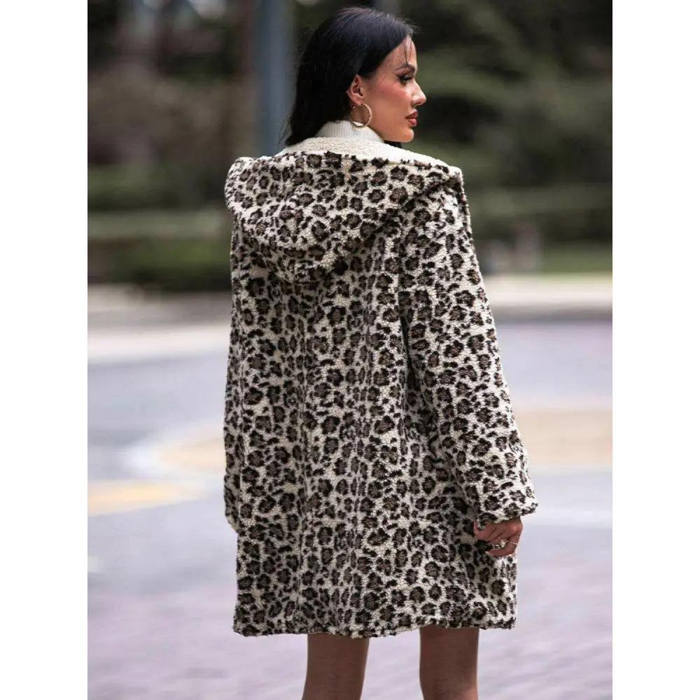 Embrace luxury fashion for women with the shiny leopard hooded coat $86 basic style that seamlessly blends