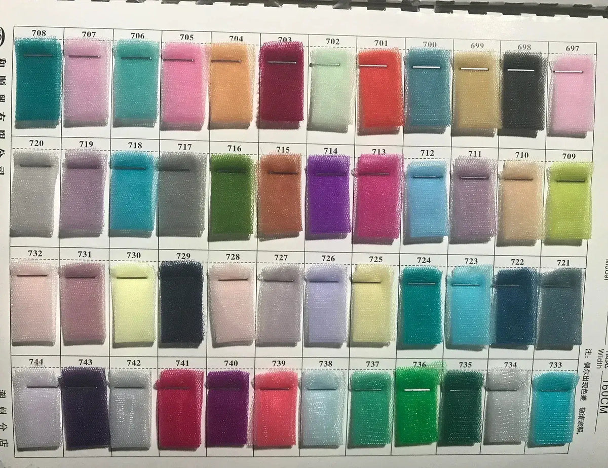 Smileven Princess Wedding Dress custom color chart with assorted tulle fabric swatches in various shades for bridal gowns