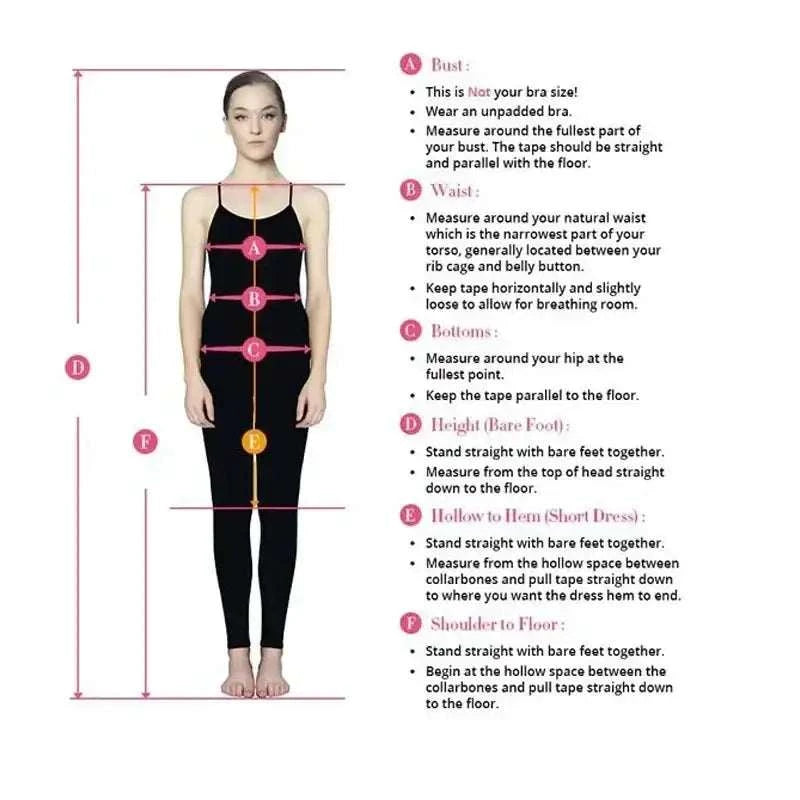 Diagram showing detailed measurement instructions for Smileven Princess Wedding Dress including bust, waist, hips, height, and shoulder to floor