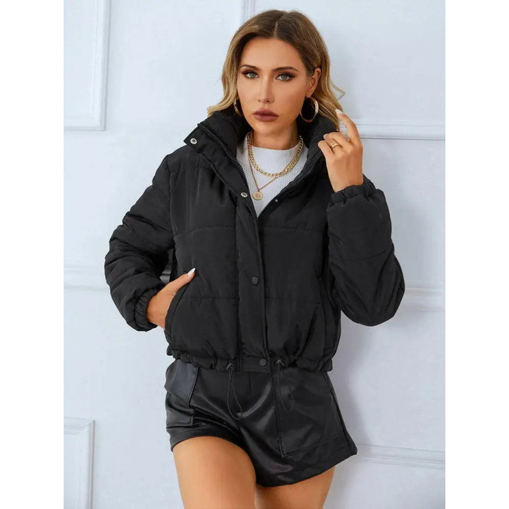 Elevate your wardrobe with a luxurious cropped winter coat $41 buttoned, offering a classic yet sophisticated touch