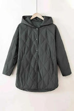 Snap Down Long Sleeve Quilted Winter Coat