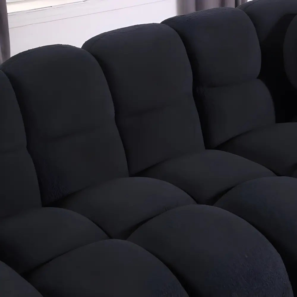 Elegant black boucle sofa for timeless designer living spaces $999 furniture product product information product