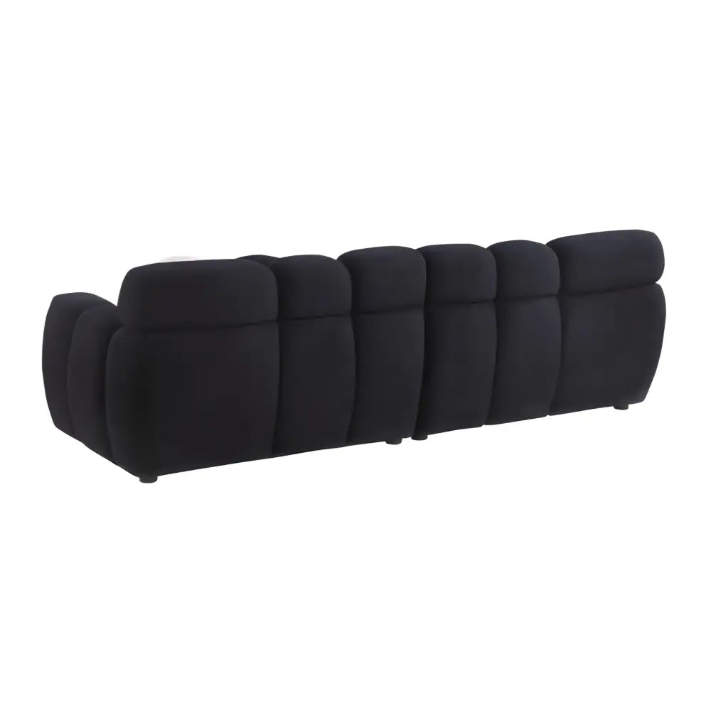 Elegant black boucle sofa for timeless designer living spaces $999 furniture product product information product