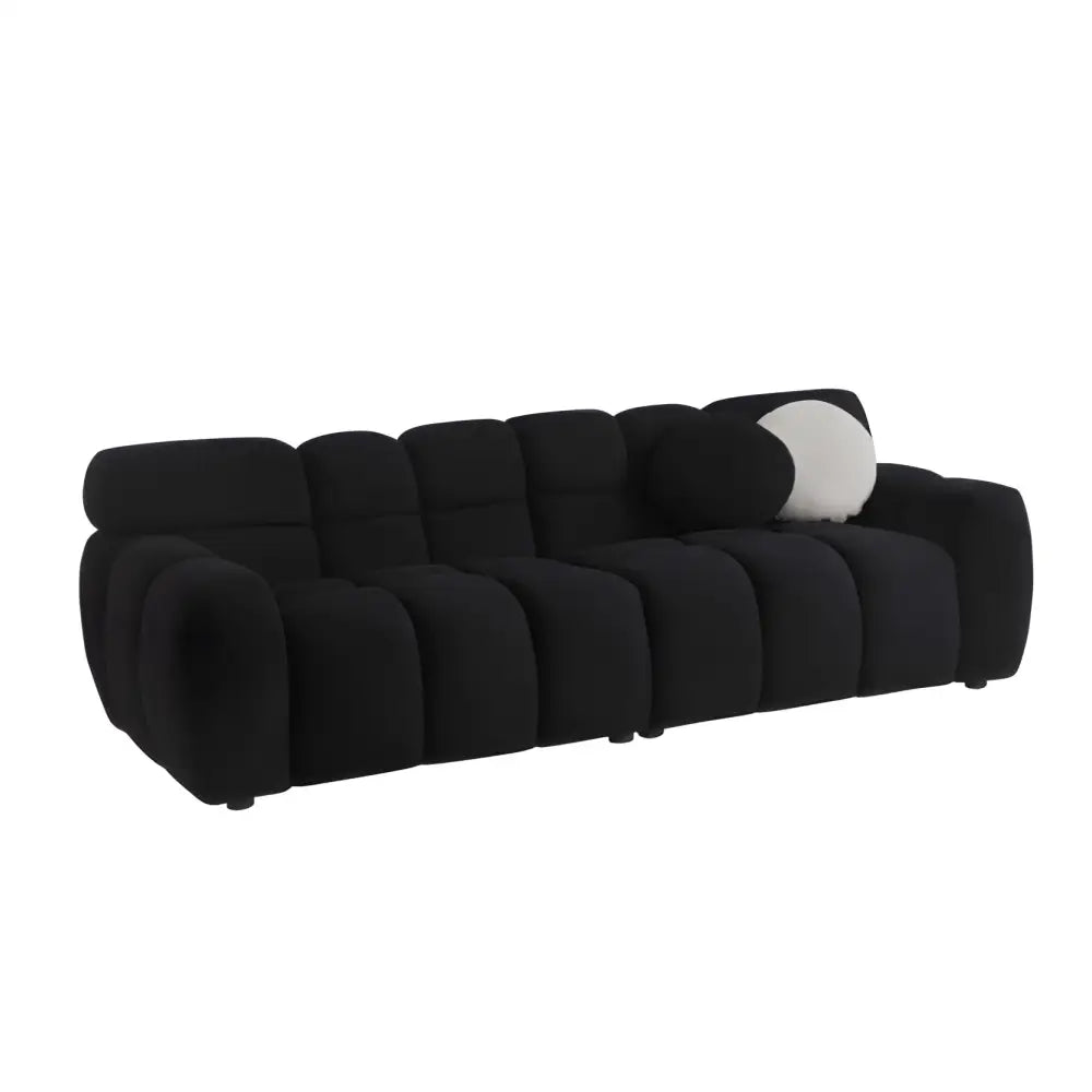 Elegant black boucle sofa for timeless designer living spaces $999 furniture product product information product