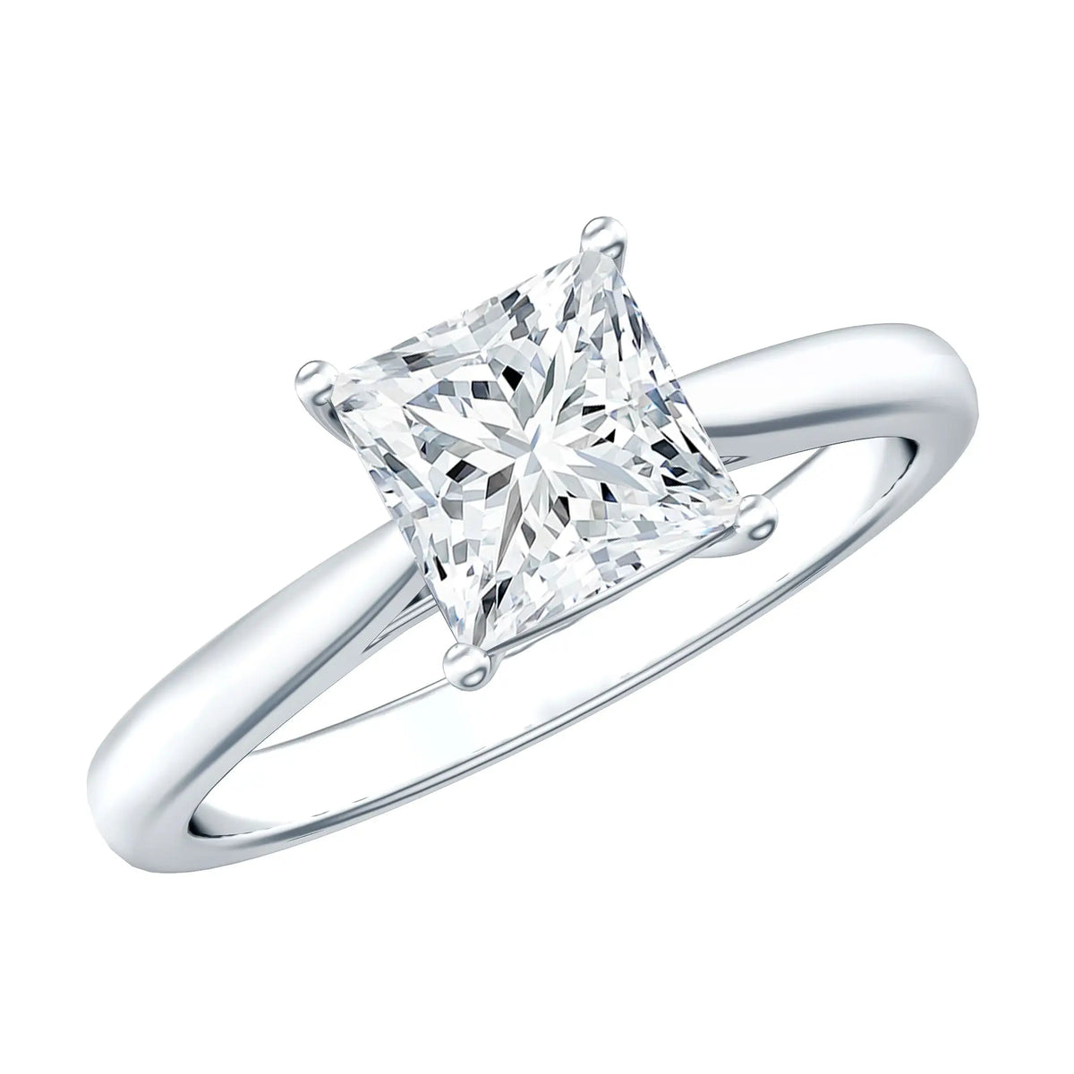 Solitaire 1 Carat Princess Cut Lab Grown Diamond Engagement Ring with IGI Certificate